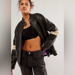 NWOT FREE PEOPLE We The Free Ryder Sport Vegan Moto Jacket $198 Size XL